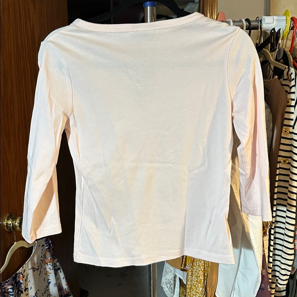 Express Light Pink Lace-Up Long Sleeve Top - Picture 3 of 3